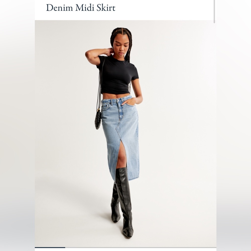 Abercrombie & Fitch Denim Midi Skirt